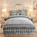 China Quilted lace crystal velvet printed bedskirt sheet set Factory